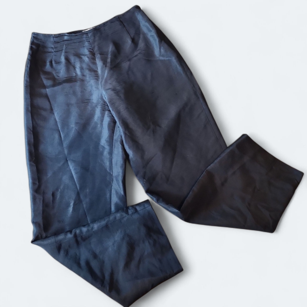 LIZ CLAIRBORN‎ | Classic Neutral Women's Black Silk Capsule Wardrobe Pants | 10